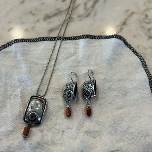 Swirly Silpada silver necklace and earrings